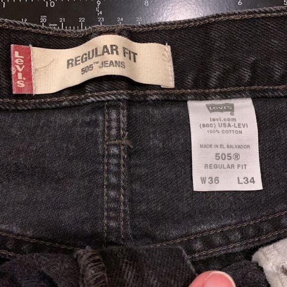 Levi's Vintage 505 Black Jeans Regular Fit size‎ 36 x 34 - Picture 6 of 9